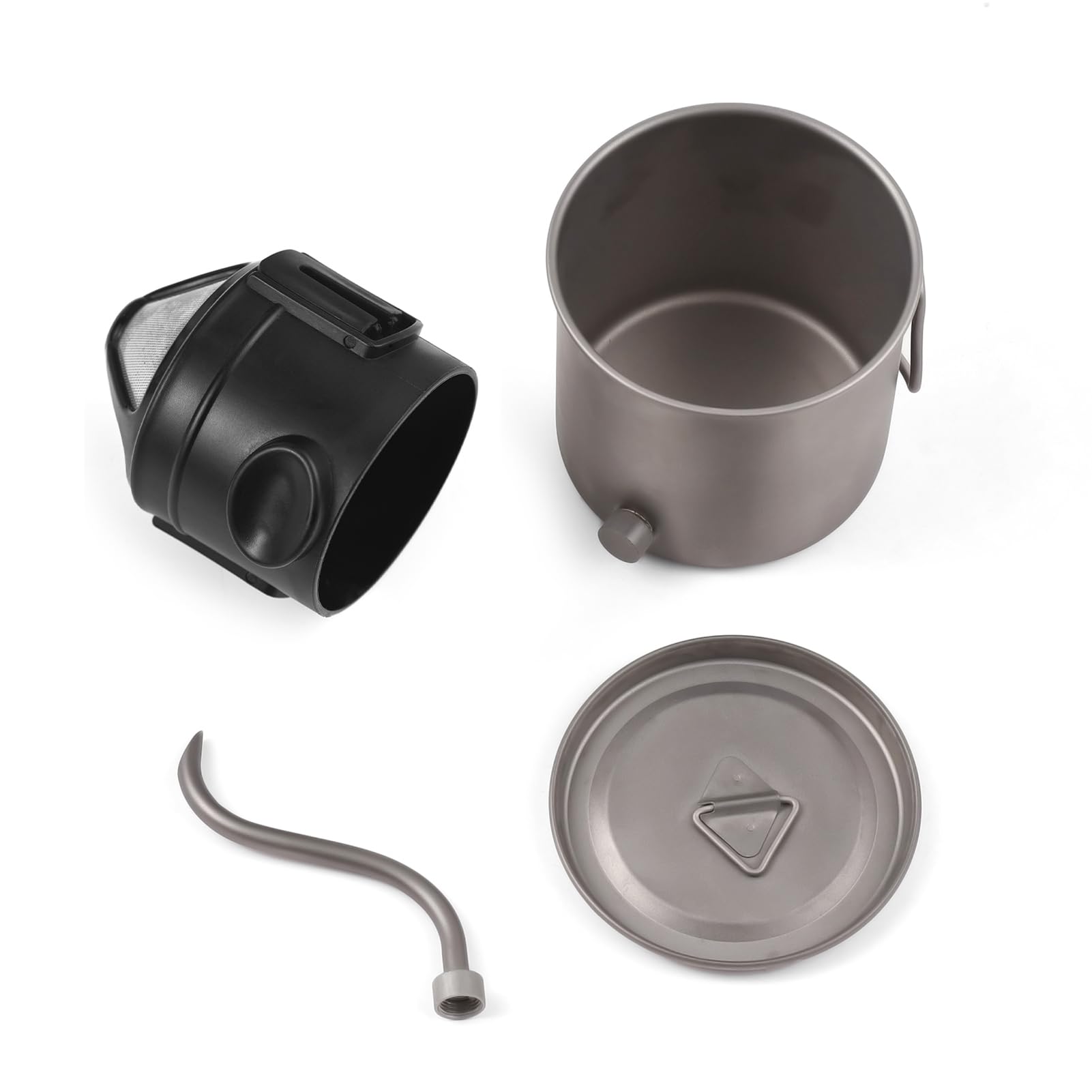 Hervidores de camping de 400 ml para agua hirviendo, hervidor de café con mango plegable + boquilla de café extraíble con filtro de café/taza pequeña, hervidor de té ligero para picnic,