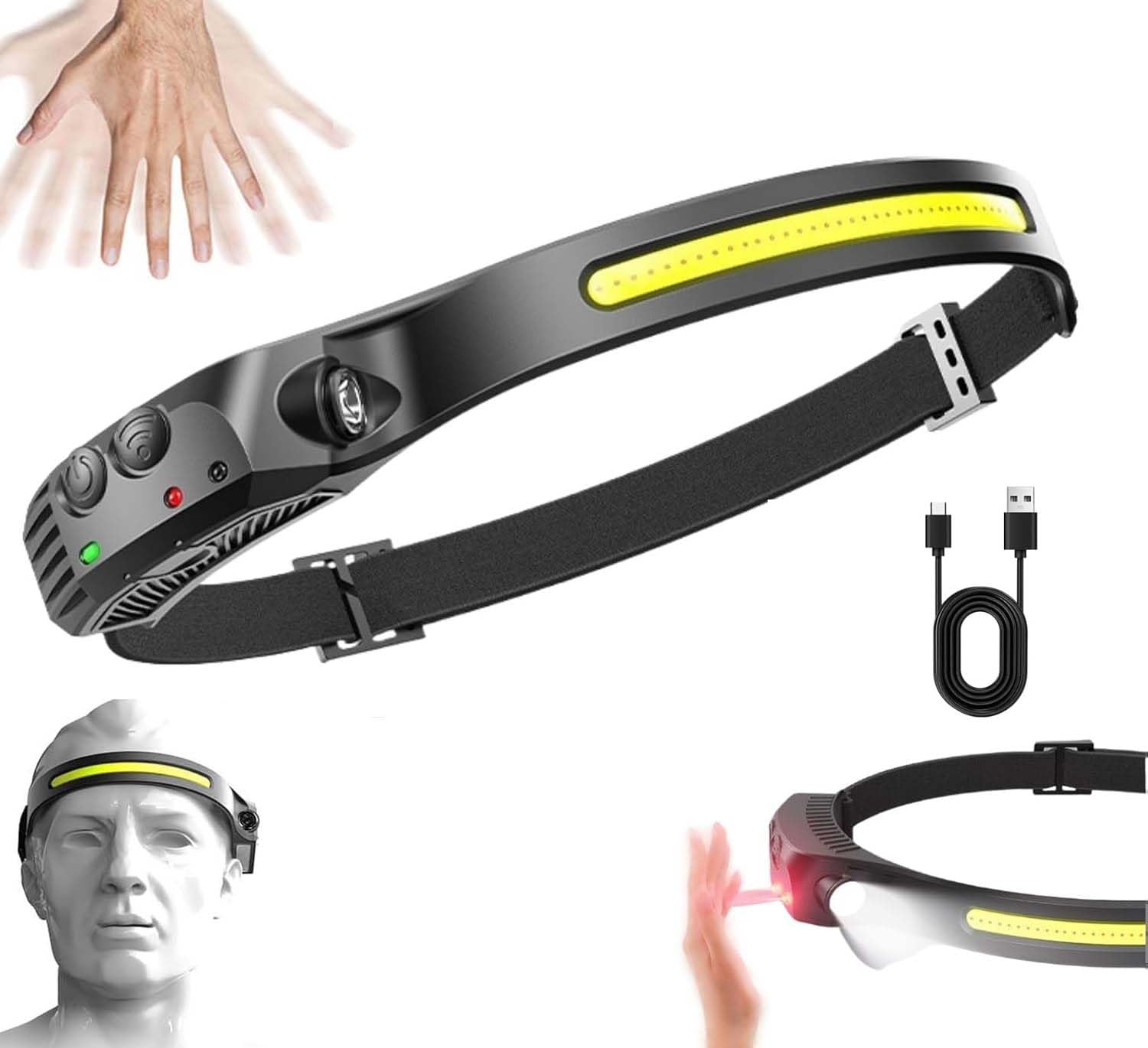 Luxelight LED Headtorch, 2025 Head Torch Rechargeable with Motion Sensor, Super Bright 230° Wide Beam Headtorch, Waterproof Lightweight Headlamp for Running&Fishing,1PCS-image-21
