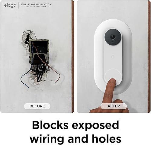 Miniatura 3 de elago Soporte compatible con Google Nest Hello Video Doorbell Wall Plate (cableado, 2. generación), timbre de puerta, color perfecto para combinar