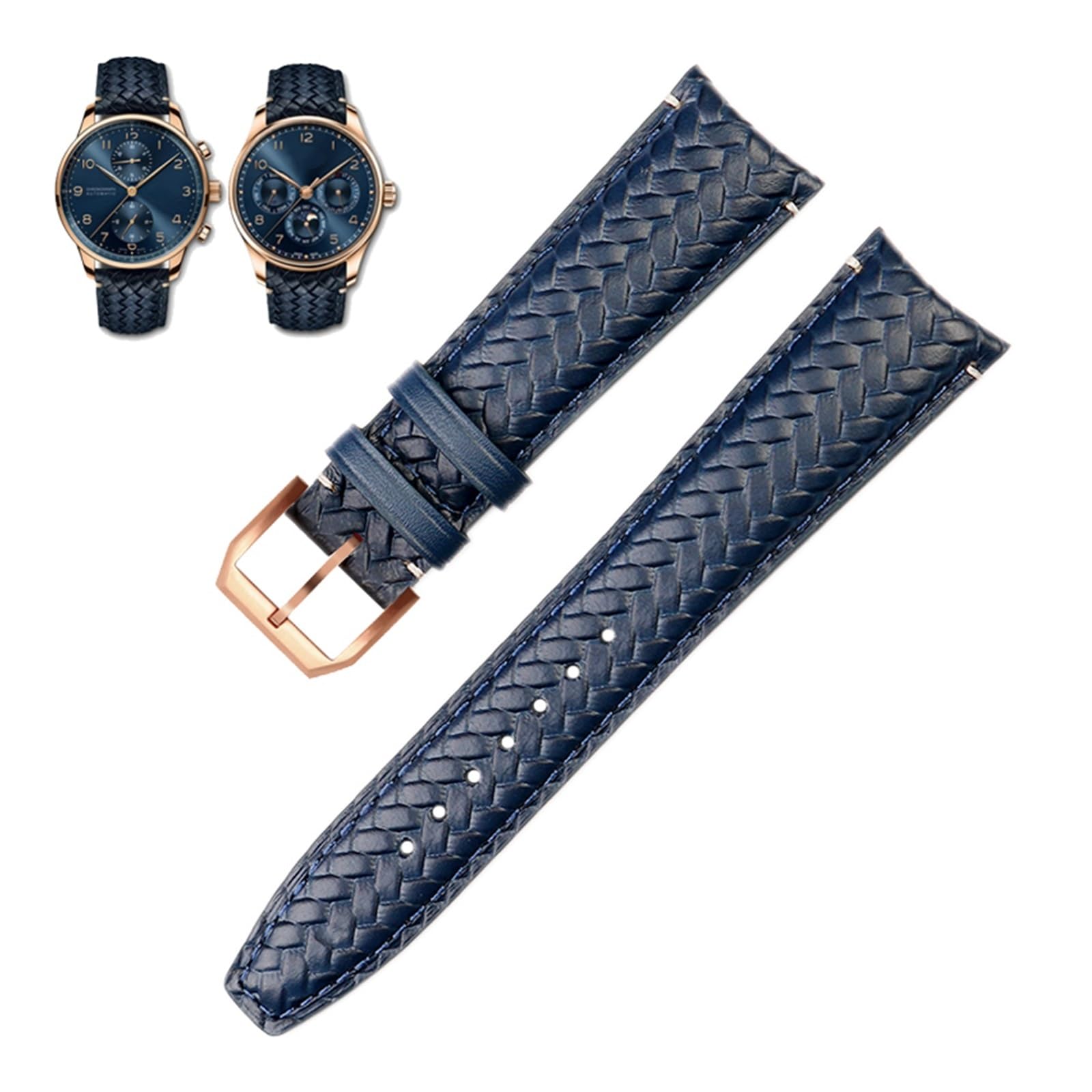 ZUC 22 mm 20 mm pasek do zegarka z prawdziwej skóry pasujący do IWC IW503312 IW500713 IW344205 niebieski pasek do zegarka ze skóry bydlęcej męski pasek do zegarka, Wielobarwna, 20mm