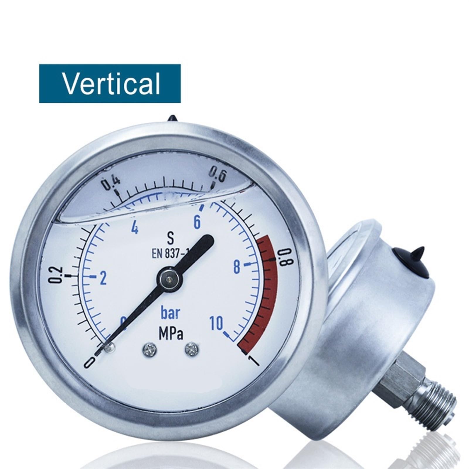 Manometro antivibrazione 0-60mpa Radiale/assiale Aria idraulica Acqua Acciaio Inossidabile manometro Olio Filettatura G1/4 G1/2 manometro Digitale (Un Quarto Radiale, 0-0,4 MPa)