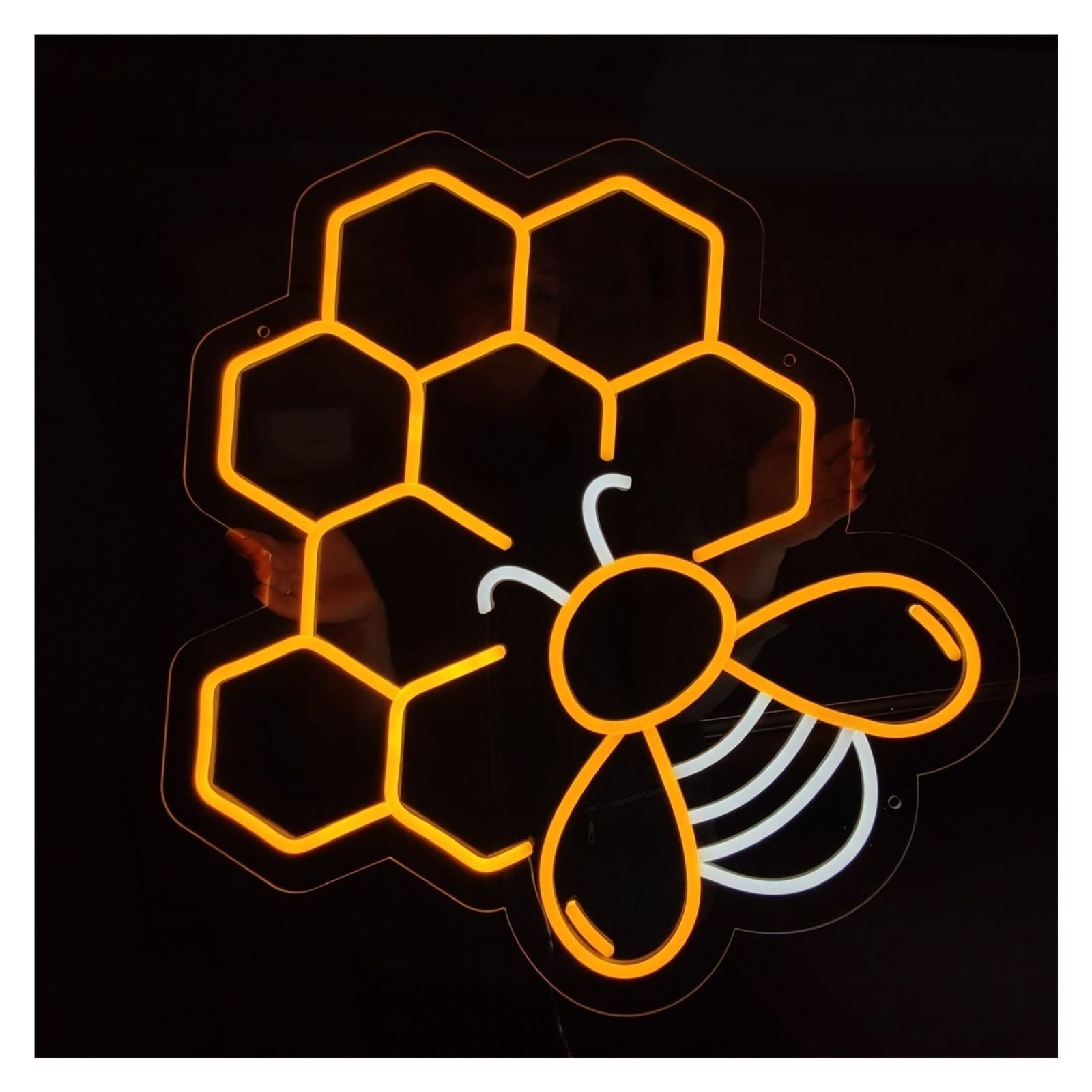 Xenite One Color Hanging Art Neon Signs Honeycomb Led Light Neon Sign, Suitable For Bedroom, Bee Lover Wall Decor 51Cm