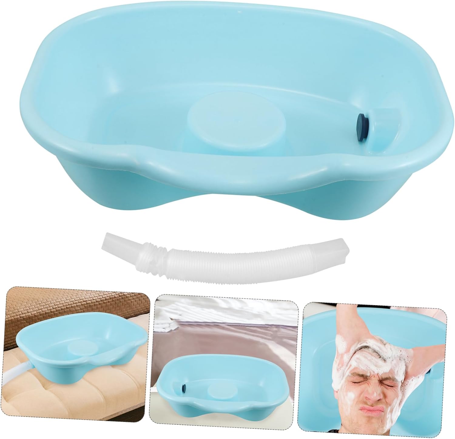 Beavorty Bed Bound Hair Washing Sink Portable Shampoo Bowl for Elderly Disabled Bedside Washing Basin Drainage for Home Care