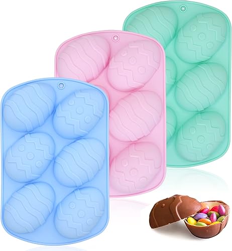 3 moldes de silicona de Pascua, molde grande 3D para huevos de avestruz gigante, helado, dulces, bomba de cacao, gelatina, jabón, moldes de hornear