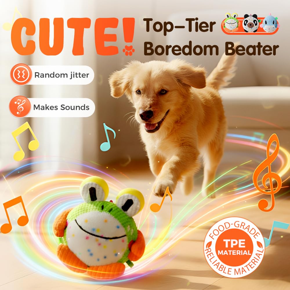 Juguete interactivo para perros, juguetes chirriantes de felpa para mantenerlos ocupados, bola de perros activada por movimiento, juguete de peluche musical para perros pequeños, gatos