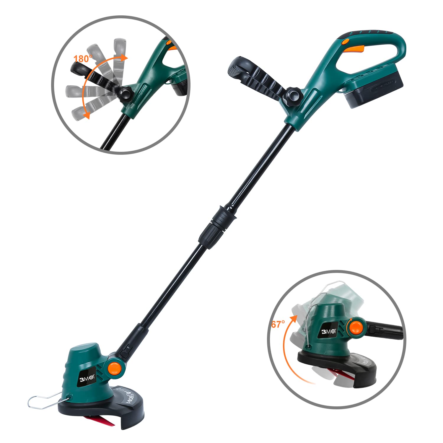Cortacésped con batería, Juego de cortabordes de césped con batería de 20 V/2,0 Ah, Carga rápida 8000 RPM, cortacésped de 23 cm de Ancho de Corte, cortacésped de jardín