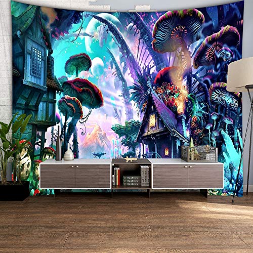 Tarnel Psychedelischer Pilz-Wandteppich, Sternenhimmel, Wandteppich, Fantasie-Pflanze, Wandbehang für Wohnzimmer, Schlafsaal, Schlafzimmer (200 x 150 cm) Cover