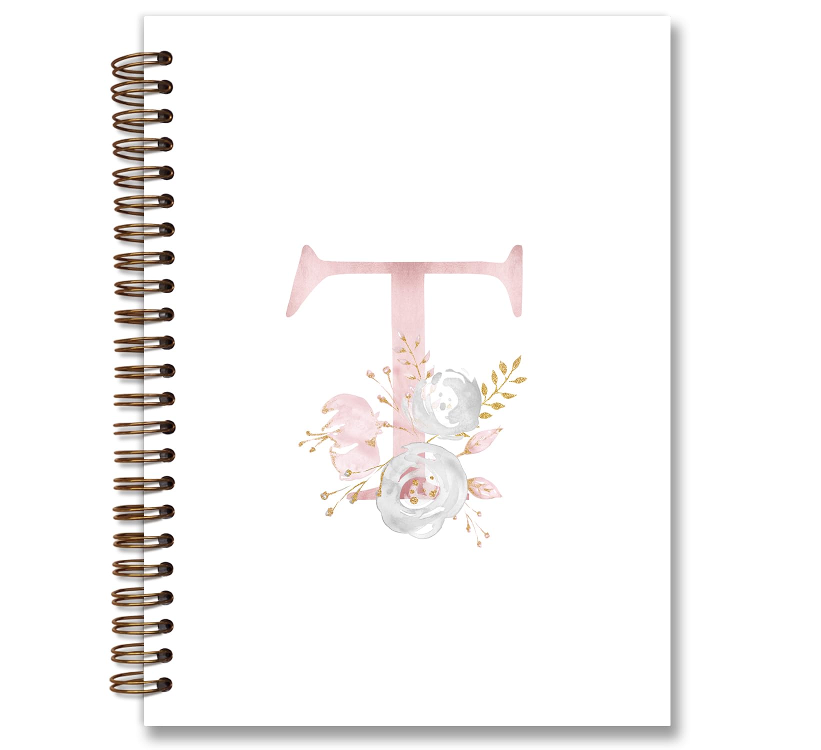 KDHTY Personalized Initial T Notebook, Cute Custom Notebook for School Work Office Girls, Personalized Monogrammed Gifts for Women,Monogrammed