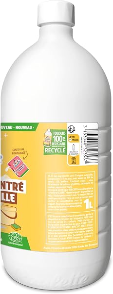 Paulette - Savon de Marseille Concentré Authentique - Dégraissant Ménager Surpuissant au Bicarbonate, Multi-Surfaces Ecocert - Fabriqué en France - 1 L - 3