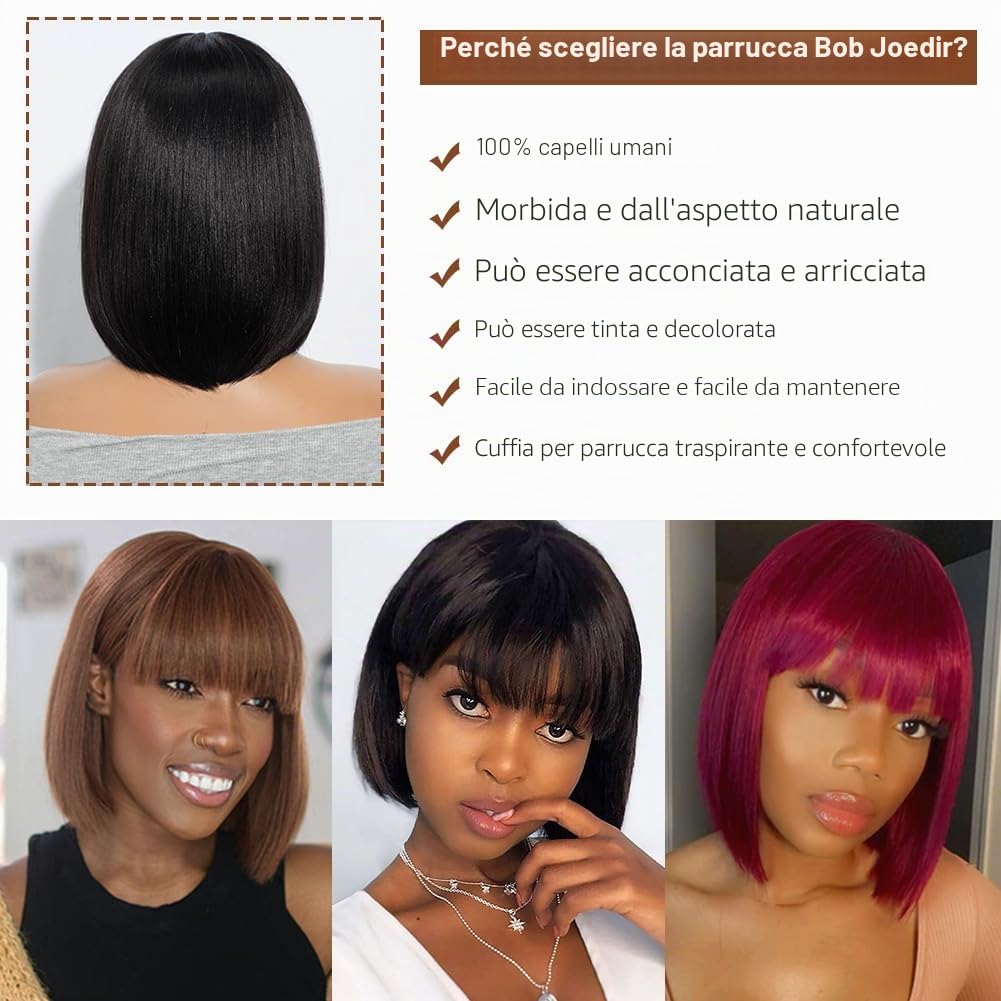 Joedir bob parrucche di capelli umani (nero, 10 inch)