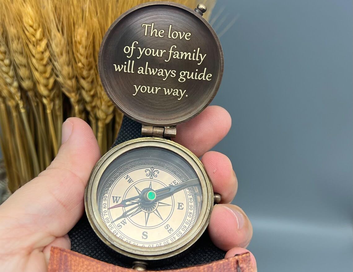qarzun Personalized Pocket Compass Brass Nautical Birthday Gift for Your lovedones-picture-13