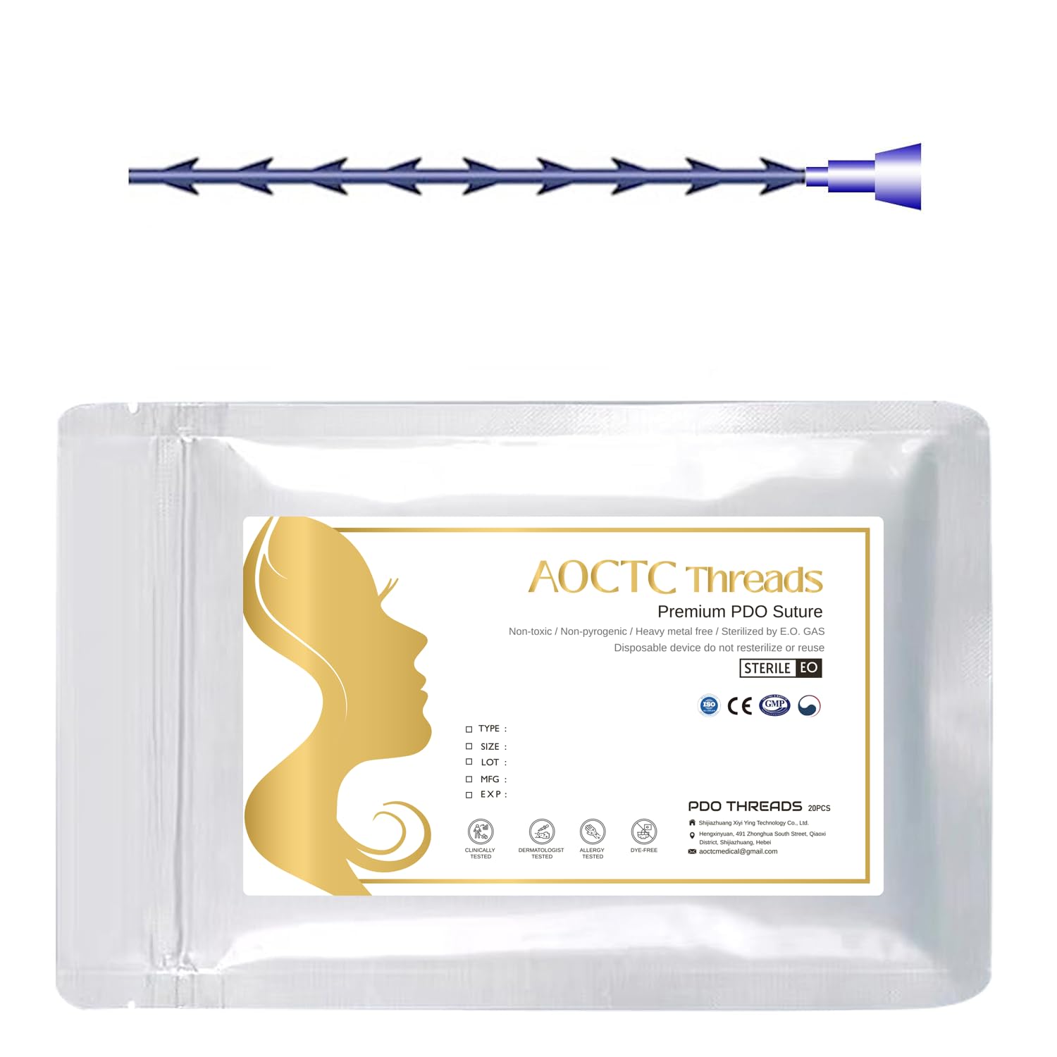 Hilos PDO para Elevación Facial 18G100mm, Hilo de Espina de Pescado, 20 Unidades de Hilos de Engranaje, Producción de Colágeno, Tratamiento Antienvejecimiento, Reducción de Arrugas