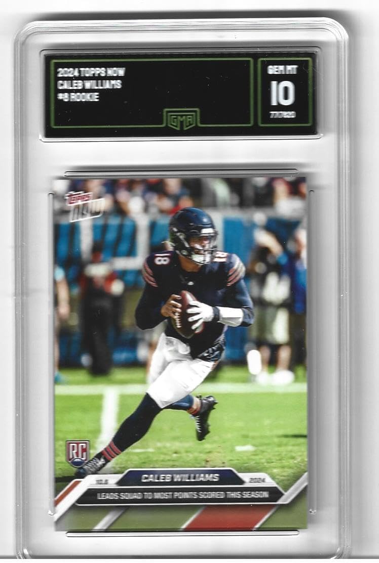 Graded Gem Mint 10 Caleb Williams Football Rookie Card #8 Bears #1 Overall Draft Pick Young Star Qtarterback