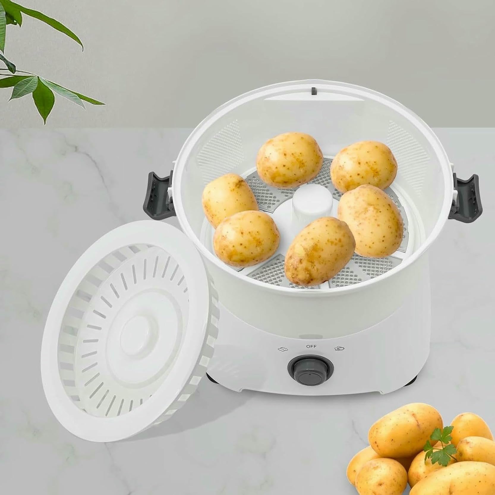 Máquina peladora de patatas, Pelador de patatas eléctrico 85 W, automático, con un solo botón, cable, multifunción, sobremesa, deshidratador verduras