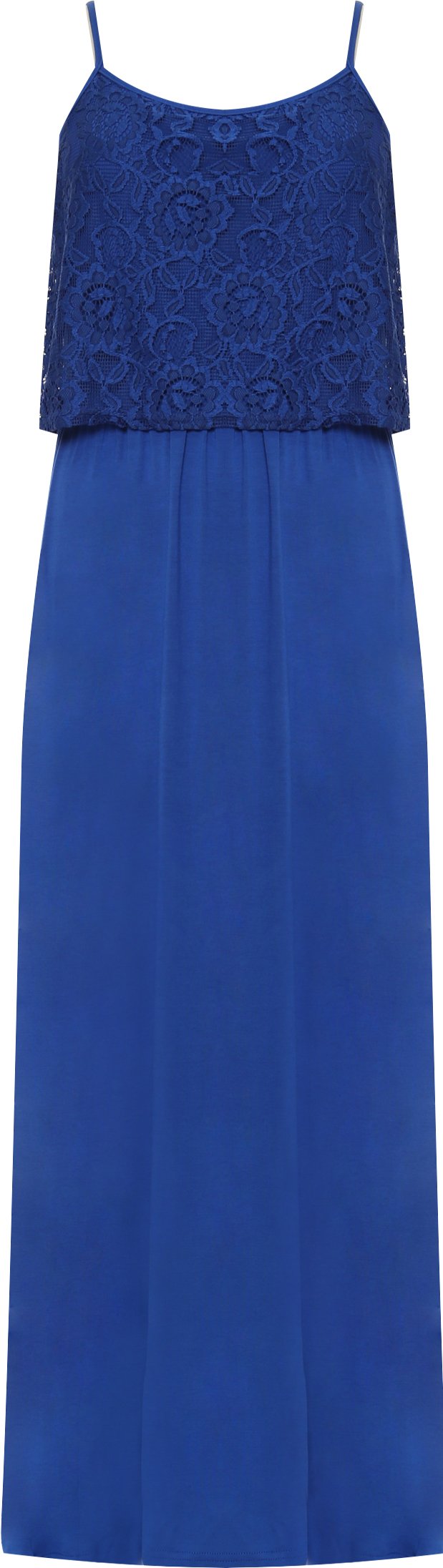 Wearall Women's Royal Blue Plus Long Maxi Dress Strappy Sleeveless Floral Lace Stretch New - 26-28