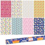 CCINEE 包装紙 ラッピング ペーパー 包装 用 紙 大判 大きい おしゃれ かわいい デザイン プレゼント クリスマス (B:誕生日 8枚 44*70ｃｍ, 8枚)