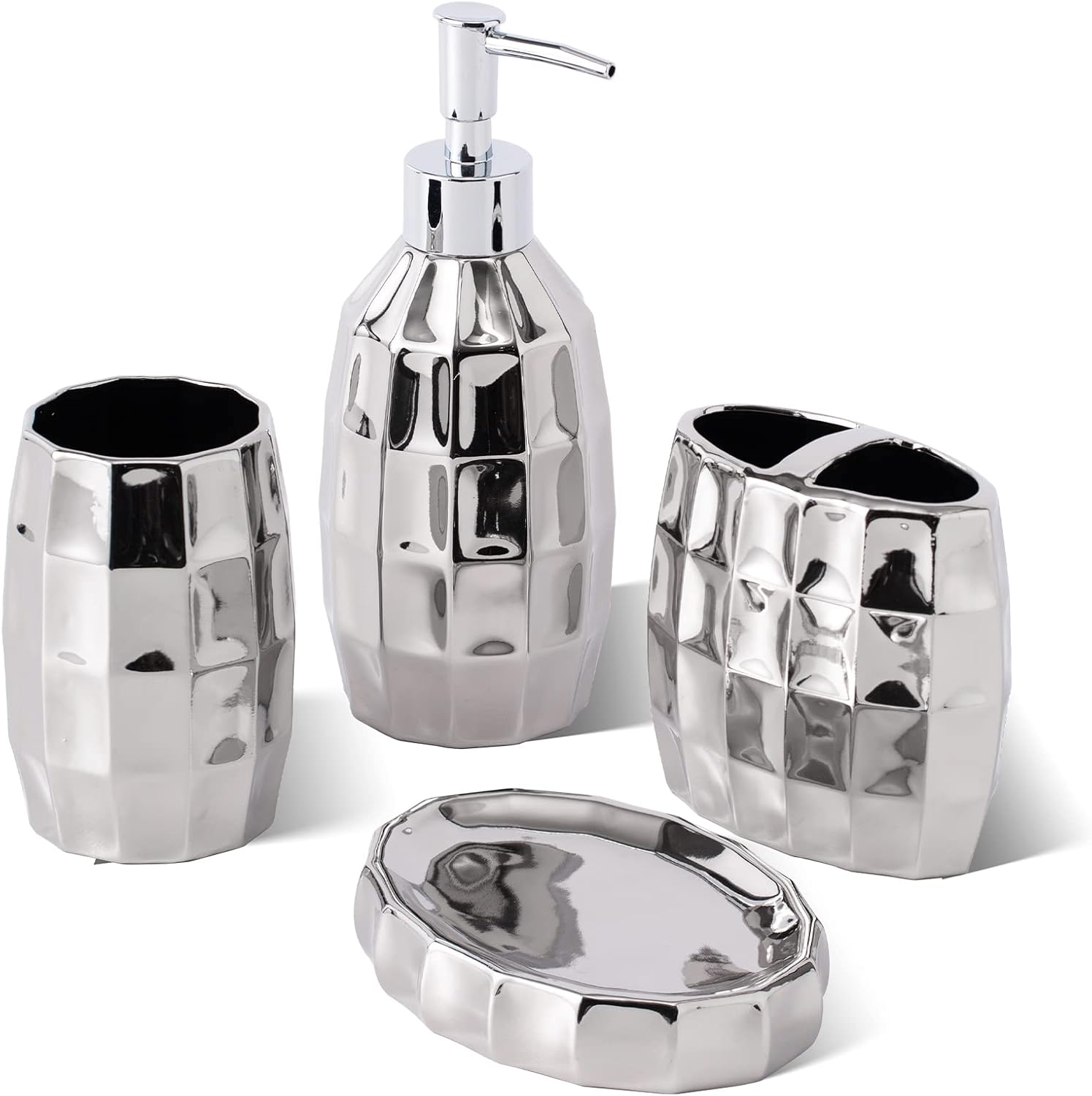 Bathroom Accessories Set, Silver Mosaic Ceramic Bathroom Accessory Sets