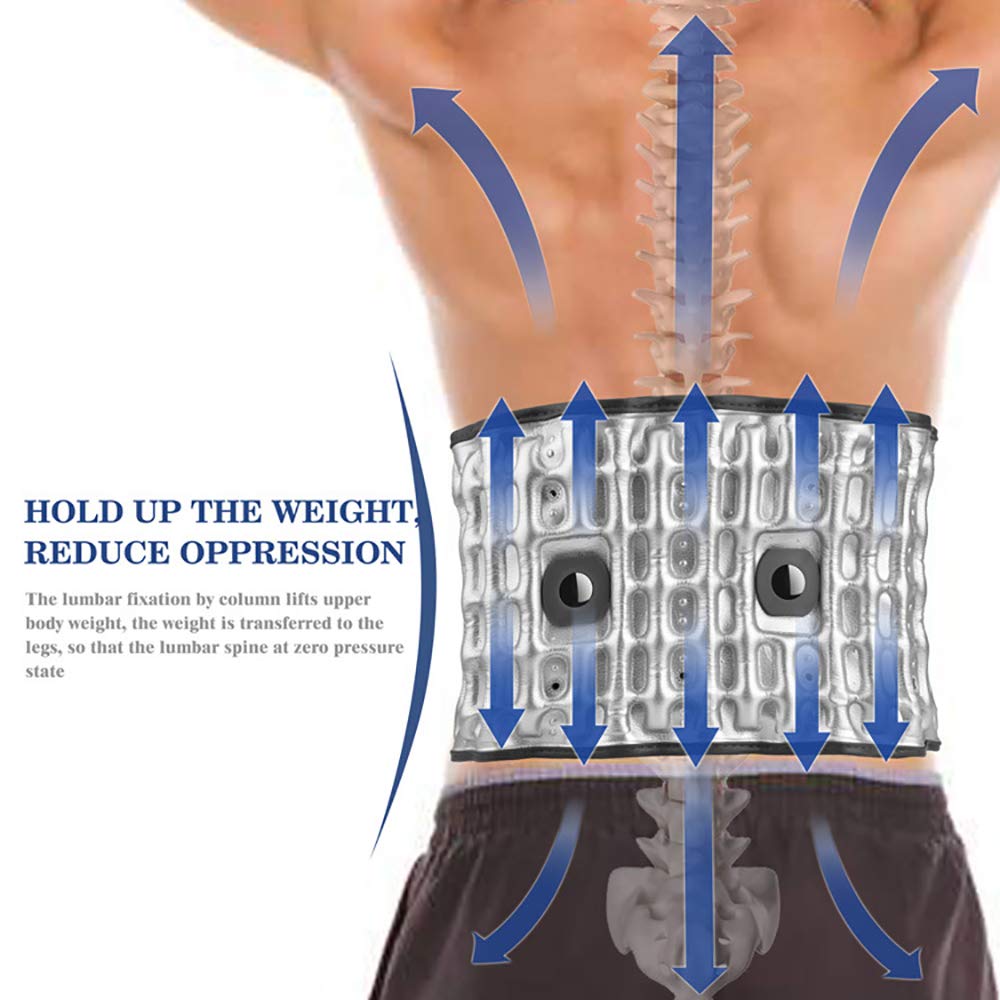 Faja Lumbar Fitness, Cinturón de tracción del Aire de la Columna Vertebral, para el Alivio del Dolor del Dolor Lumbar, calambres, con Correa de extensión