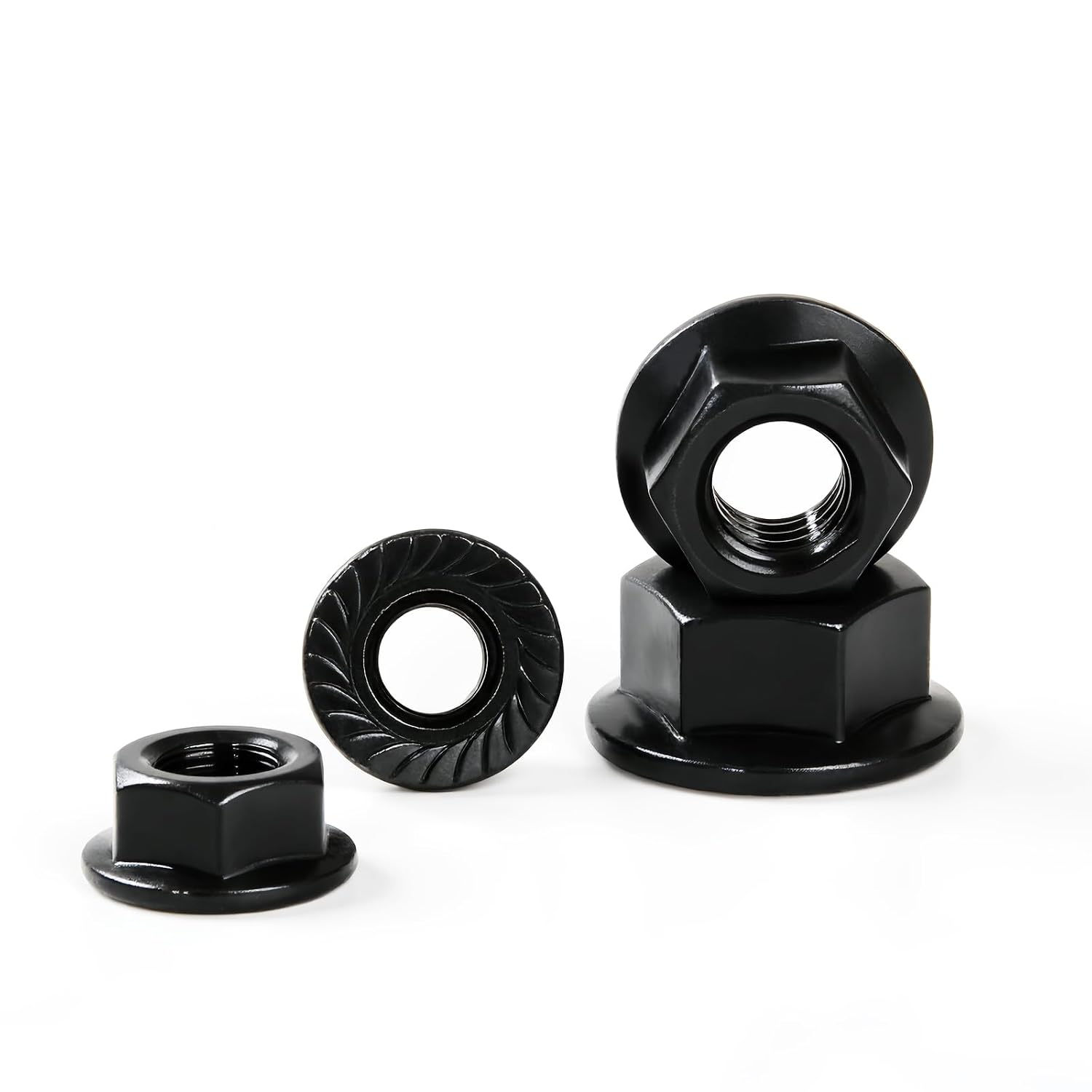 M12-1.75mm Anti-Loosening Serrated Flange Hex Nuts Carbon Steel Black Oxide Finish - 10 Pcs for Home & Automotive DIY