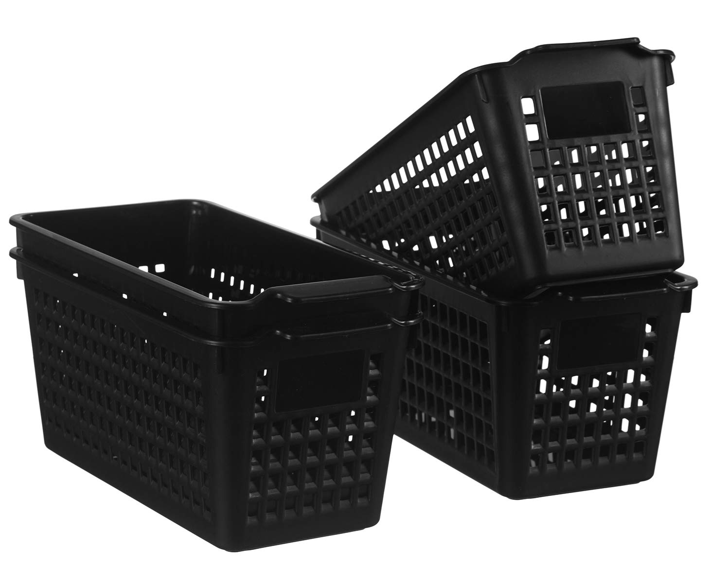 YXB Plastic Storage Basket 4 Packs Small Plastic Storage Baskets Bins Slim Pencil Organizer