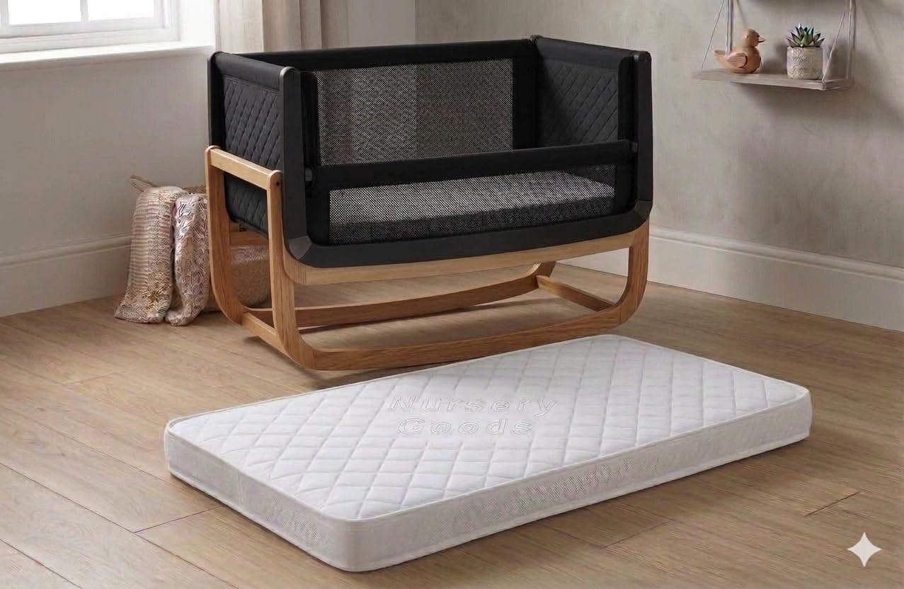 Baby Bedside Crib Mattress - With Full Protection, Hypoallergenic, Super Soft, Breathable, Extra Thick Baby Cot Mattress, Waterproof, Removable Washable Cover, Made In UK (82 x 50 x 5 CM)