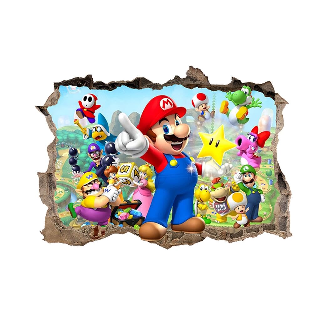 epivo 3D Game Wall Decal - for Boys' Bedroom Peel & Stick Cartoon Wall Decor for Kids Room Cartoon Animation Wall Decals Removable Birthday Party Decorations Supplies (Size 23.7 x 17.7 inch)