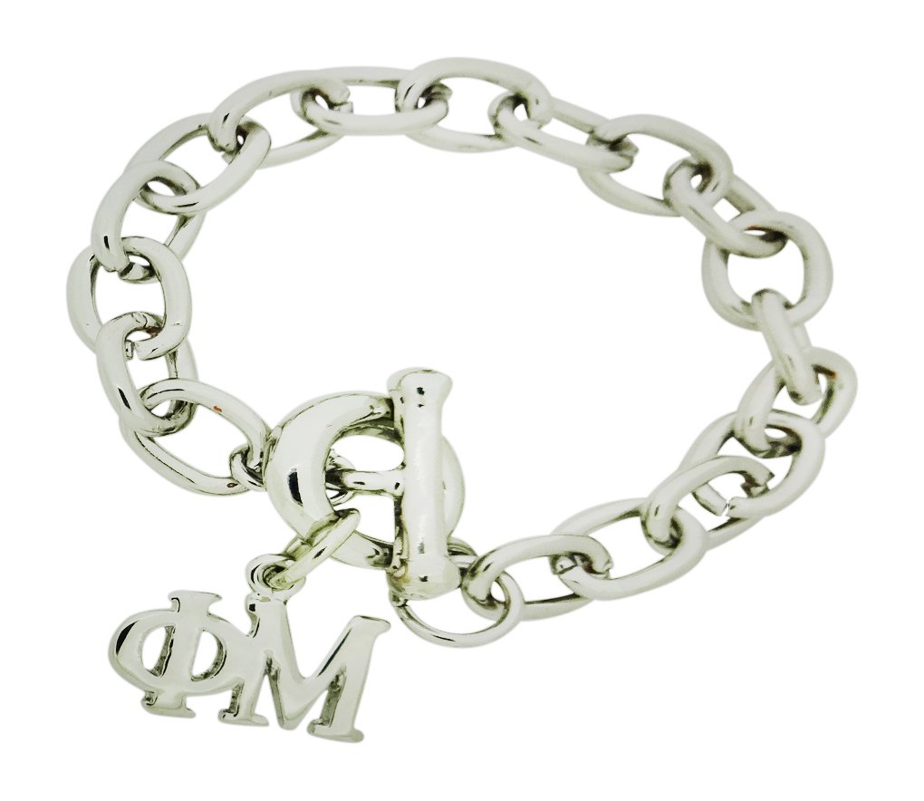 Horizontal Phi Mu Greek Sorority Trendy Rolo Bracelet with Toggle Clasp