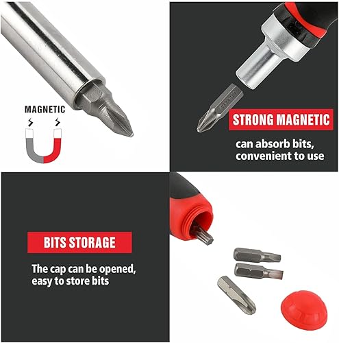 Miniatura 6 de Juego de destornilladores de trinquete juego de destornilladores de tuercas juego de llaves magnéticas Muti juego de herramientas de trinquete con