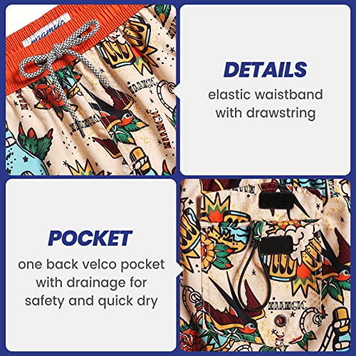 Image of maamgic Mens Boys Short 80s 90s Vintage Swim Trunks with Mesh Lining Quick Dry Swim Suits Board Shorts