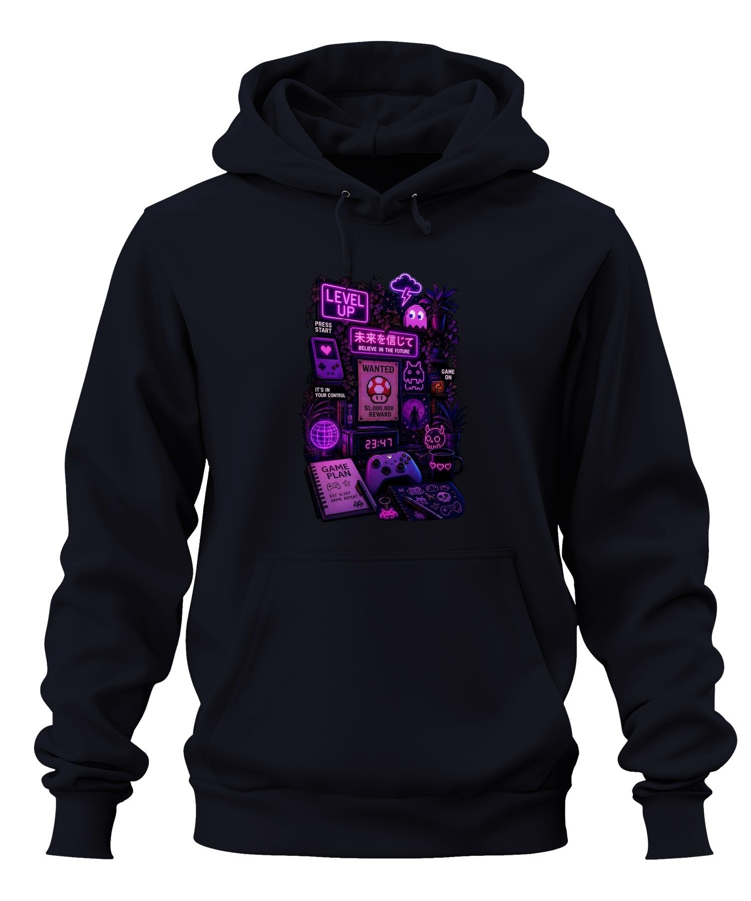 Level Up Eat Sleep Game Japan Y2K - Felpa con cappuccio