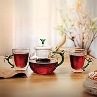 Vista 3 de Qualia Glass Juego de 2 tazas botánicas de doble pared transparentes