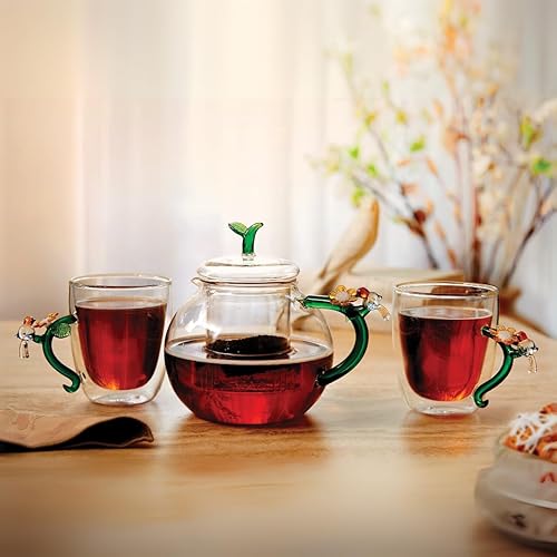 Miniatura 3 de Qualia Glass Juego de 2 tazas botánicas de doble pared transparentes