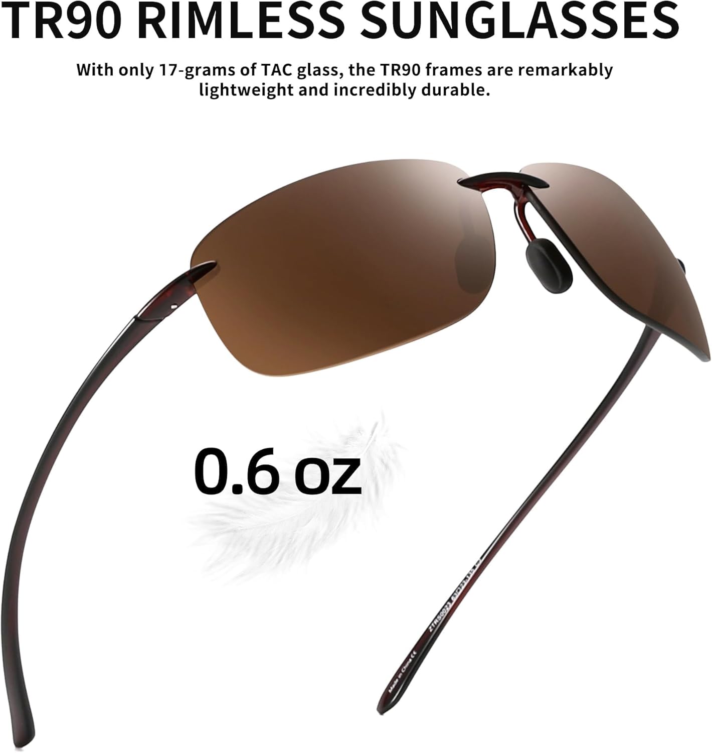 JIM HALO Sport Sunglasses for Men Women TR90 Rimless Frame for Running Fishing Cycling Driving