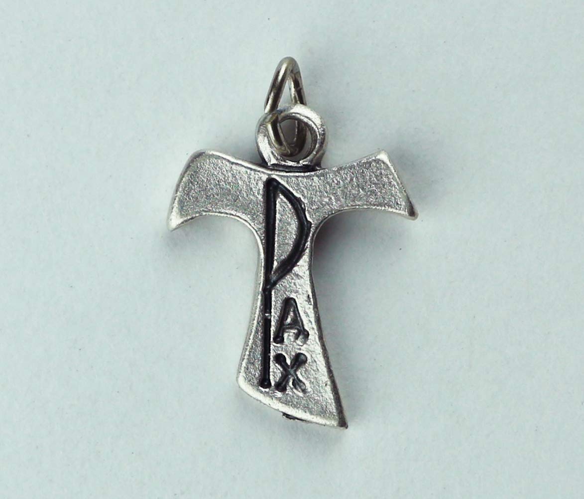 Silver Plated Pendant Tau PAX cross - Charms for DIY favors costume jewelery, bracelets and decorations - h 0,71 inch - 10 pieces - Image 2