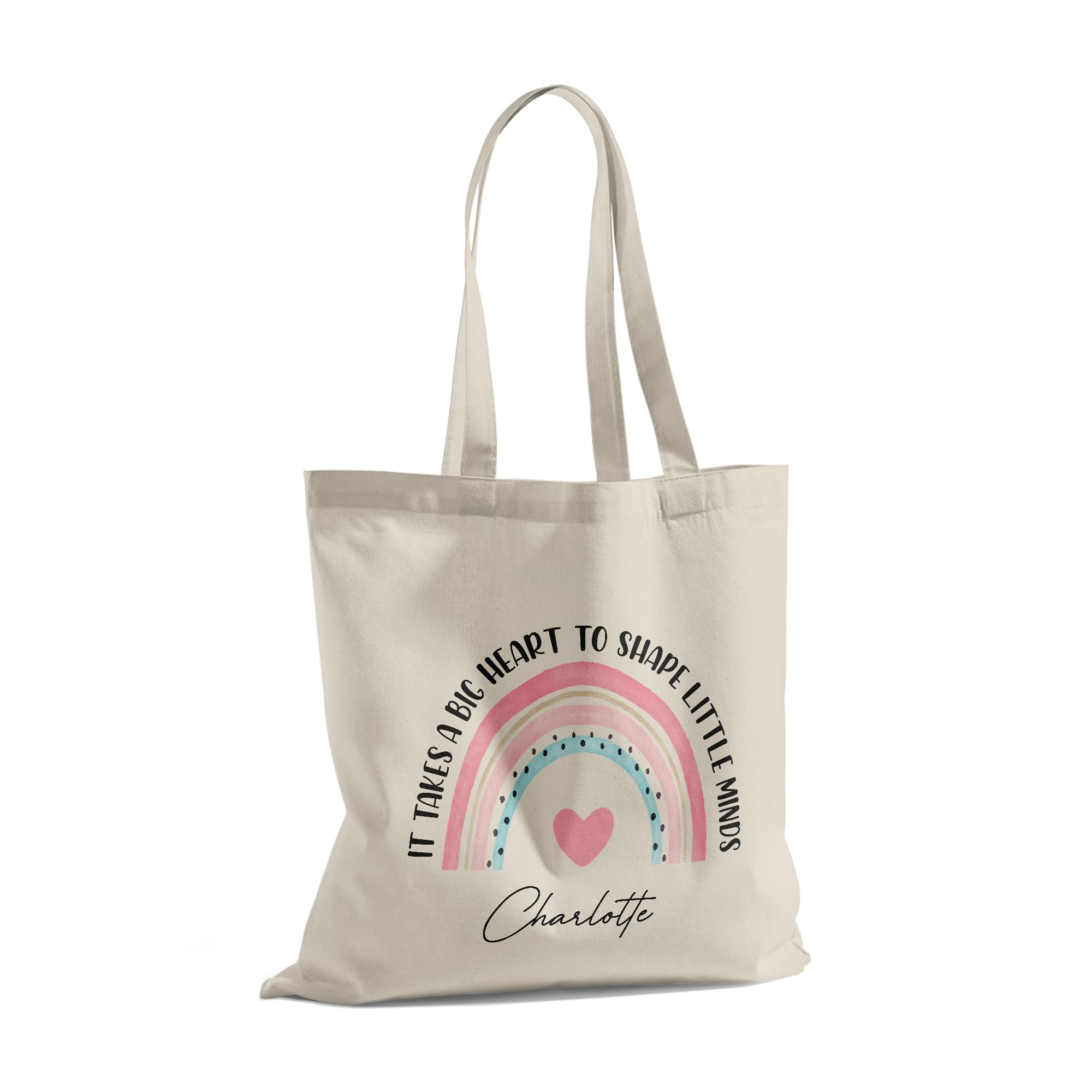 Personalised Teacher Tote Bag – End of Term Thank You for School, Nursery or Assistant – Custom Floral Design – Reusable Shopping or Book Carrier – Natural Colour – 42x37cm – 100% Polyester