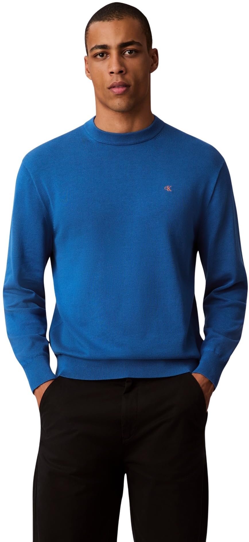 Calvin Klein Jeans Men's LS EZ Cotton CREWNK Sweater 12GG LV04RC309G Sweaters, Blue (Royal Lagoon), XL