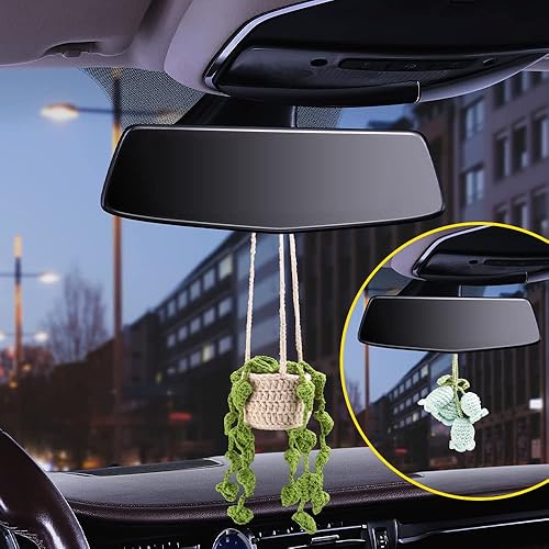 Miniatura 2 de Accesorios para colgar en el espejo de coche de ganchillo con plantas bohemias, bonitos accesorios de automóvil para mujeres, accesorios de espejo