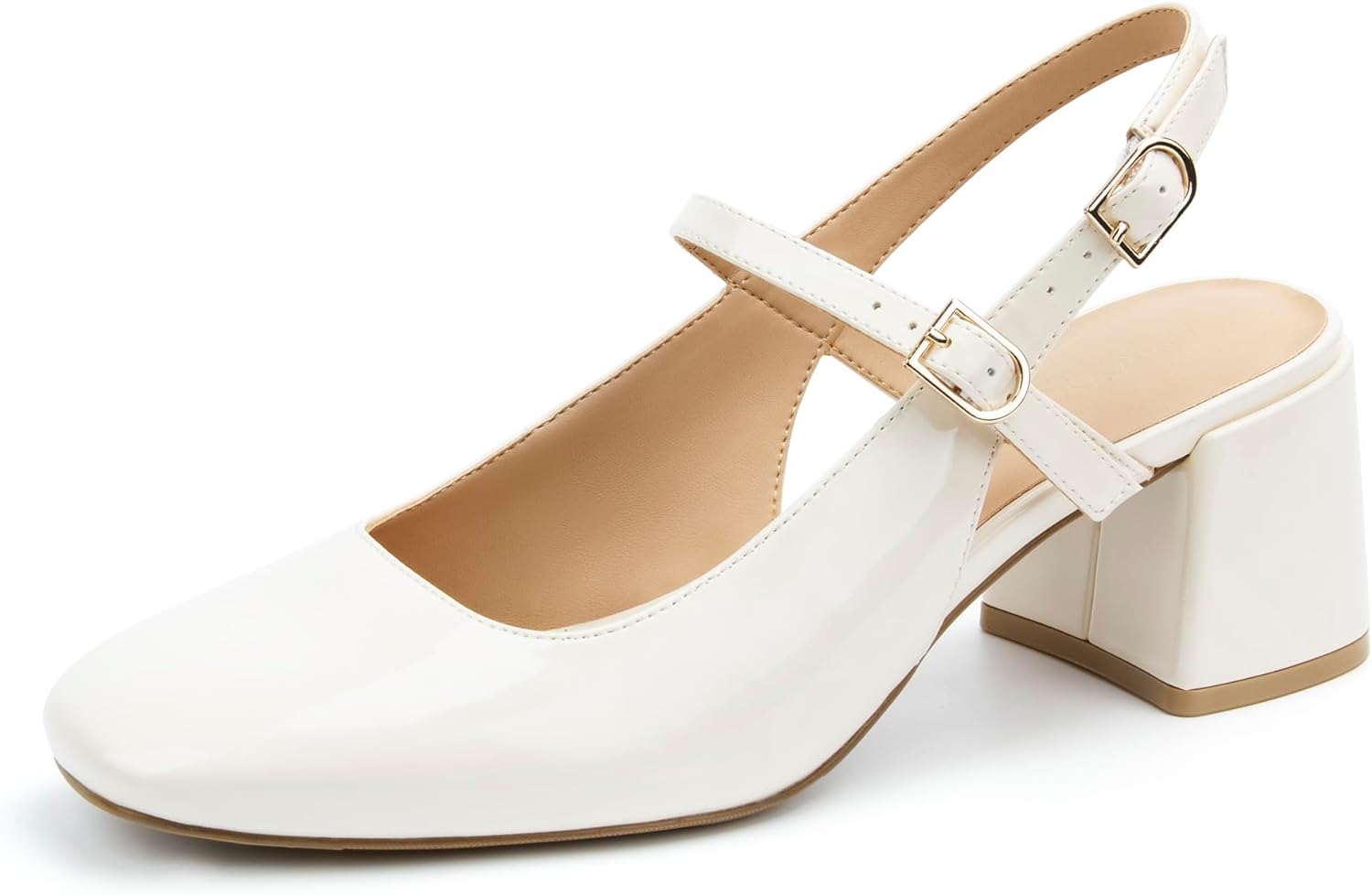 AprCoco Womens Mary Jane Chunky Low Heels Pumps Square Toe Buckle Strap Wedding Party Dress Shoes