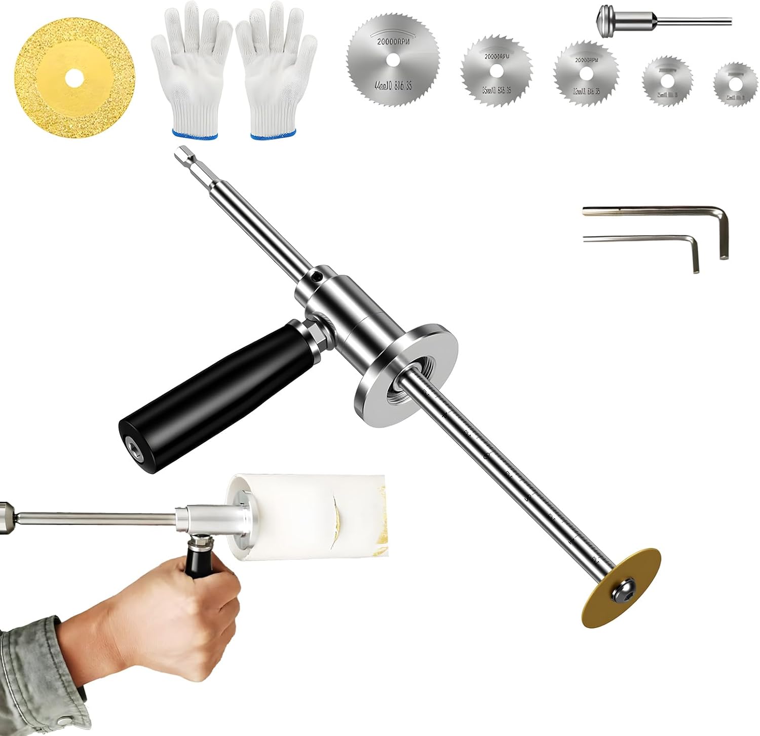Inside Pipe Cutter for PVC Pipe - 2025 Professional Plumbing Tool with Diamond Grit Wheel & Handle, 7" Adjustable Cutting Depth for 1-1/2" to 8" PVC/ABS/Exhaust Pipes