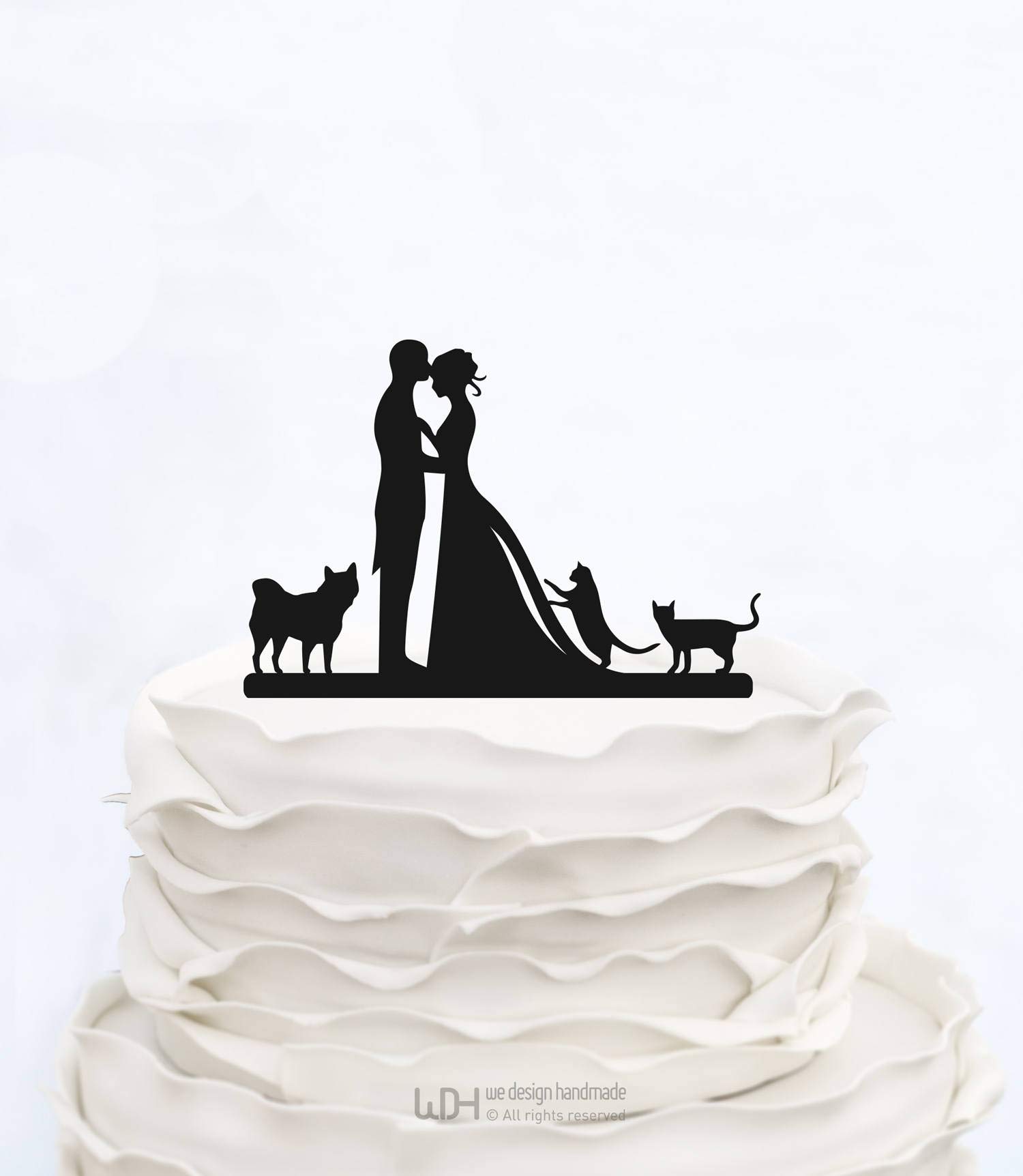 Wedding Cake Topper With Dog And Two Cats Bride Groom | Desertcart Sri ...