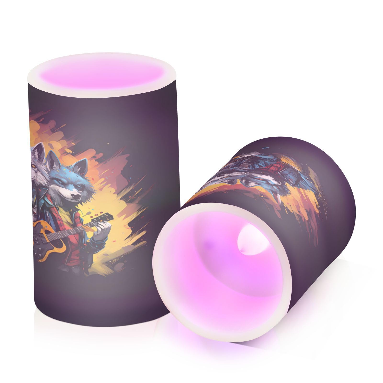 ALAZA Wolf (37) Flickering Flameless Candles Battery Operated with Remote Timer,Tea Light Candles LED Pillar Votive Candles Set of 2 for Outdoor Indoor Decorations