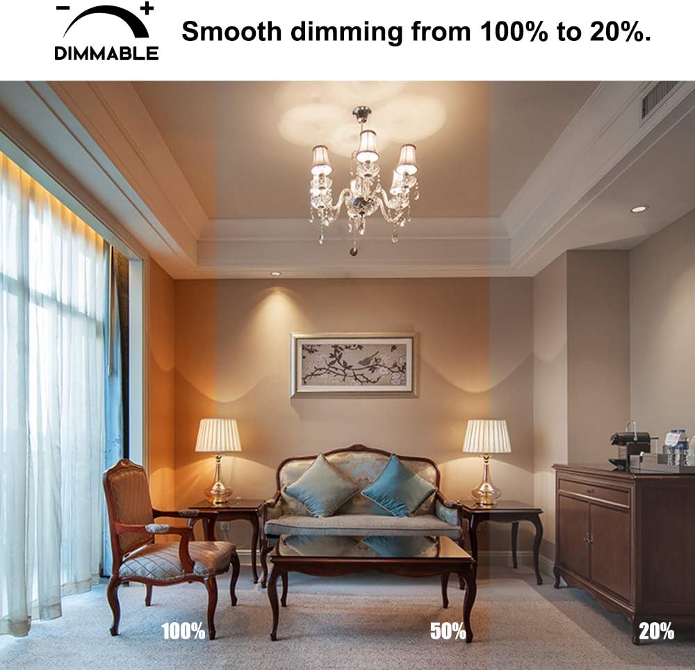 Bonlux Dimmable G16.5 LED Bulb E12 Candelabra Vintage Edison Bulbs, 4W G50 LED Globe Bulb 40W Equivalent for Chandelier Ceiling Fan Light, Vanity Mirror Light, Warm White 2700K (6-Pack)