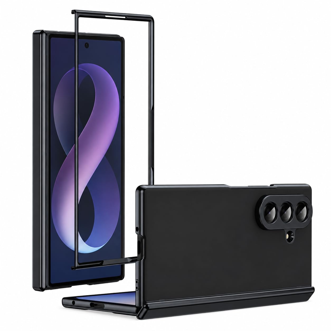 Back Cover for Samsung Galaxy Z Fold 8 Case, Front & Back Frosted Case Cover with Tempered Glass & Hinge Protection (Black, Samsung Galaxy Z Fold 8 Wide) — Amazon image 12