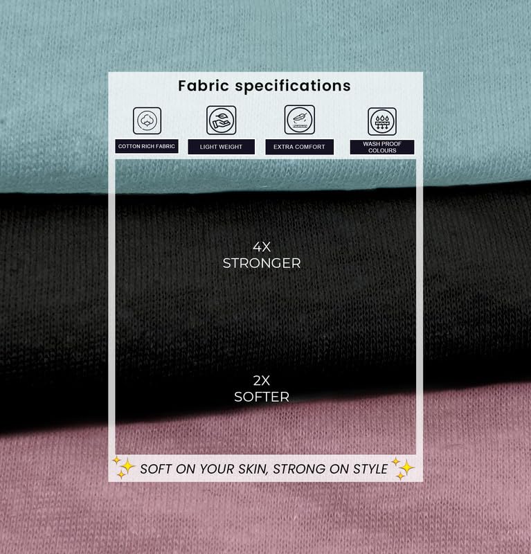 Image of Sleepynuts Women's S to 3XL Premium Half Sleeve Round Neck Plain Combed Cotton Tshirt Pack of 3 Loose Fit T-Shirts Combo