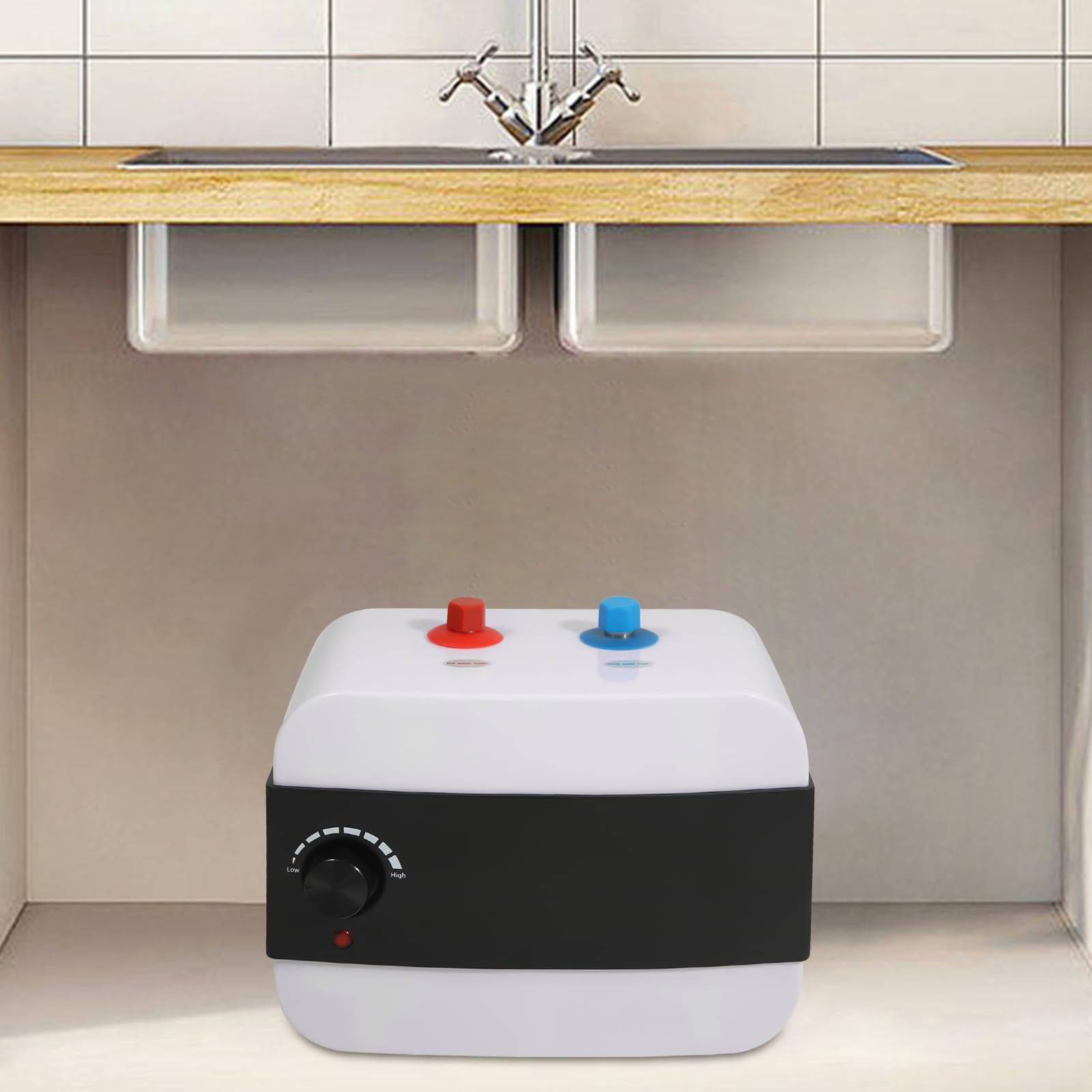 MINRS Elektroniczny podgrzewacz wody 6 l, mini podgrzewacz przepływowy 1500 W, 220 V, prysznic z regulacją temperatury 30-65°C, różne zabezpieczenia do kuchni, domu, łazienki