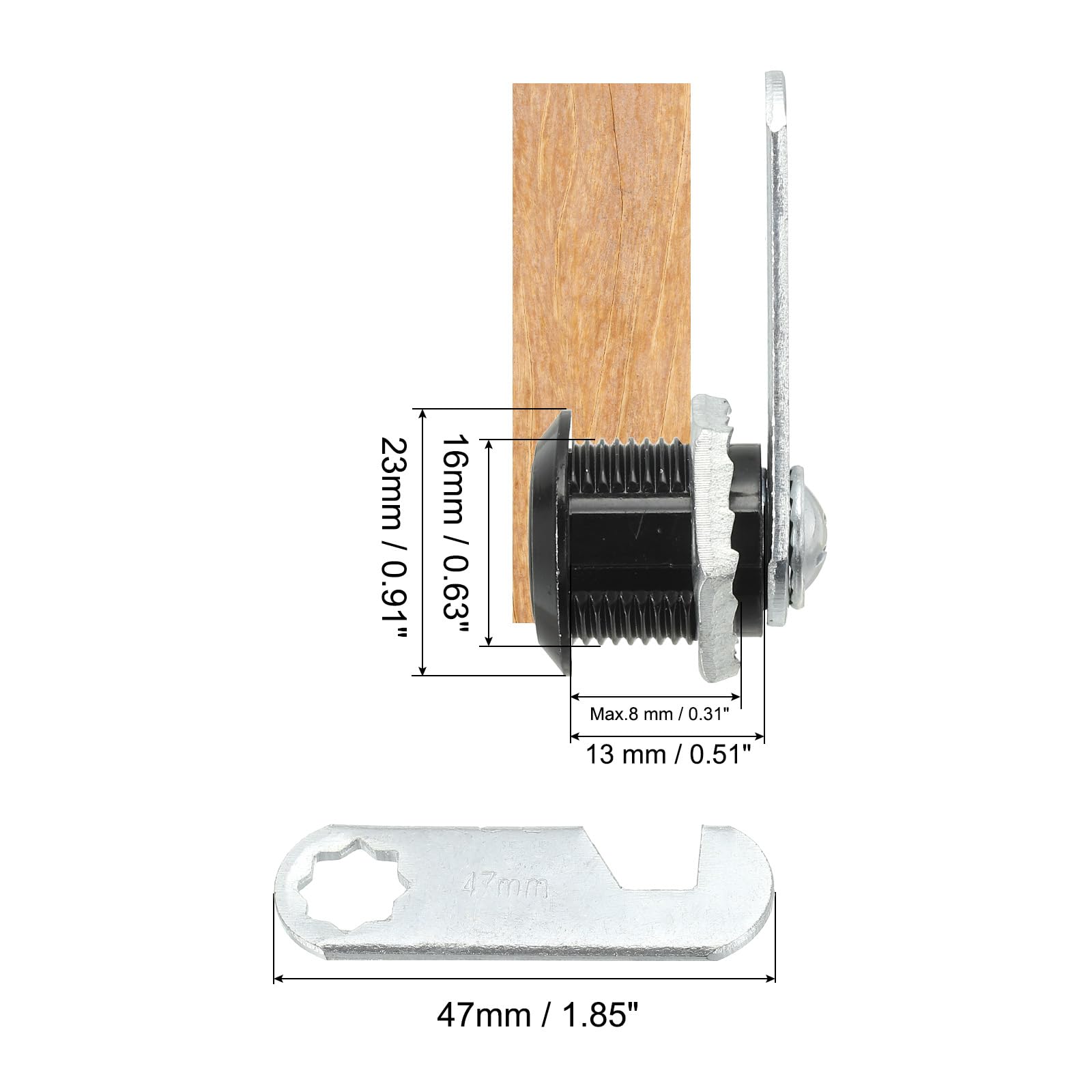PATIKIL Cabinet Lock with Keys 4 Pcs 5/8" (16mm) Cam Locks Zinc Alloy Tool Box Lock Replacement Keyed Alike for Drawer Cupboard Household Mailbox RV Door Lock - Image 2