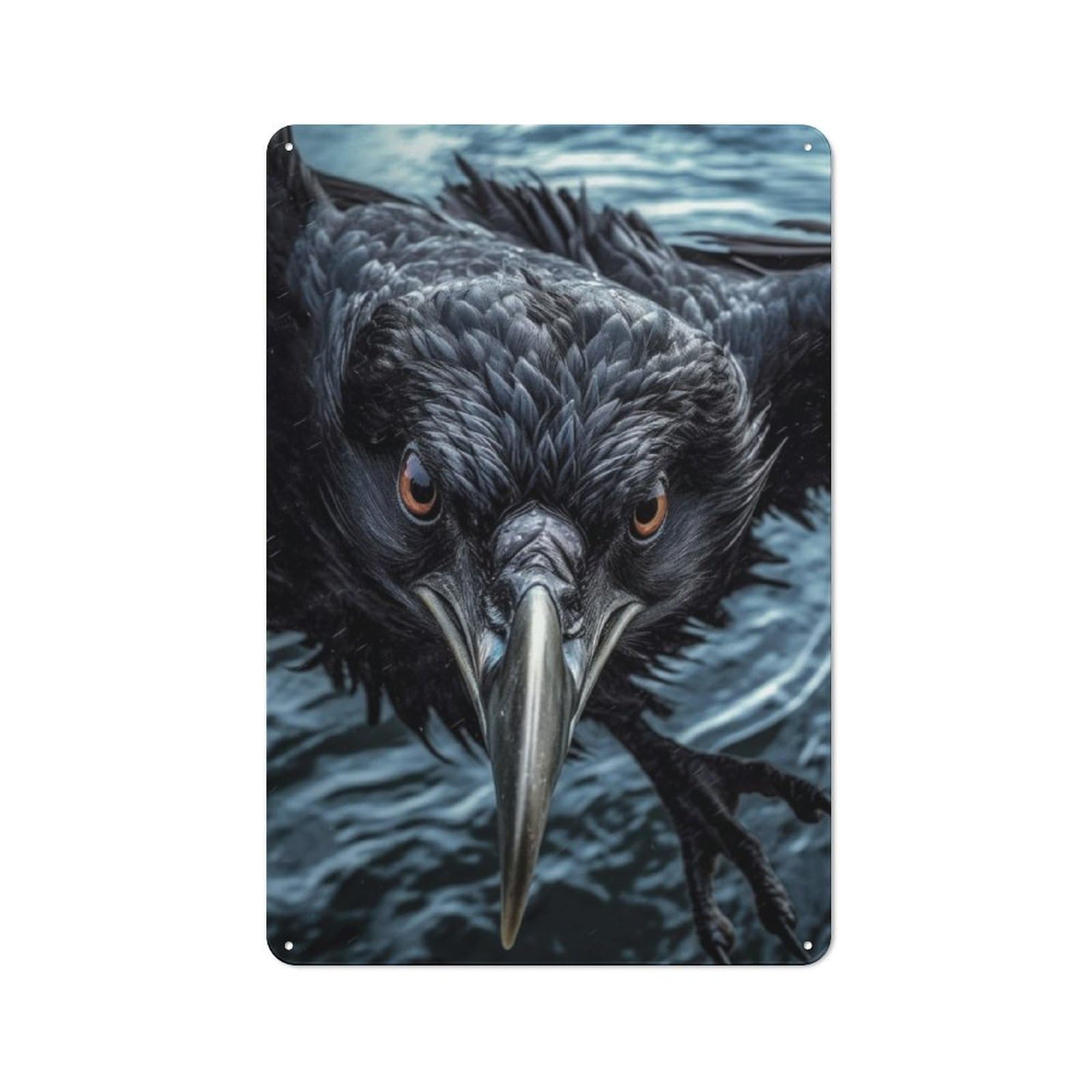Junmoney Curious Raven Flying Vintage Metal Plaque 30X20cm For Man Cave Or Games Room, For An Autumn Update To Man Cave And Games Room