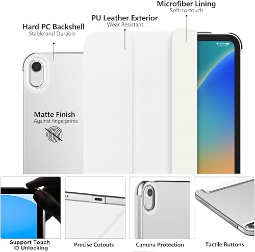 Miniatura 3 de MoKo Funda para iPad (A16) de 11 generación de 11 pulgadas 2025, funda para iPad de 10.9 pulgadas 2022, carcasa trasera translúcida de policarbonato