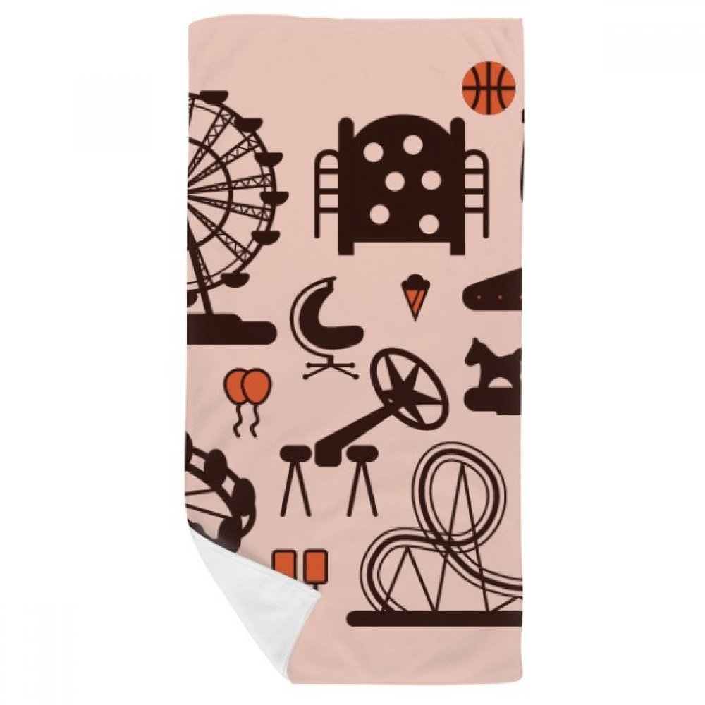 Serviette de bain 35x70cm multicolor au motif silhouette noire de parc d'attractions