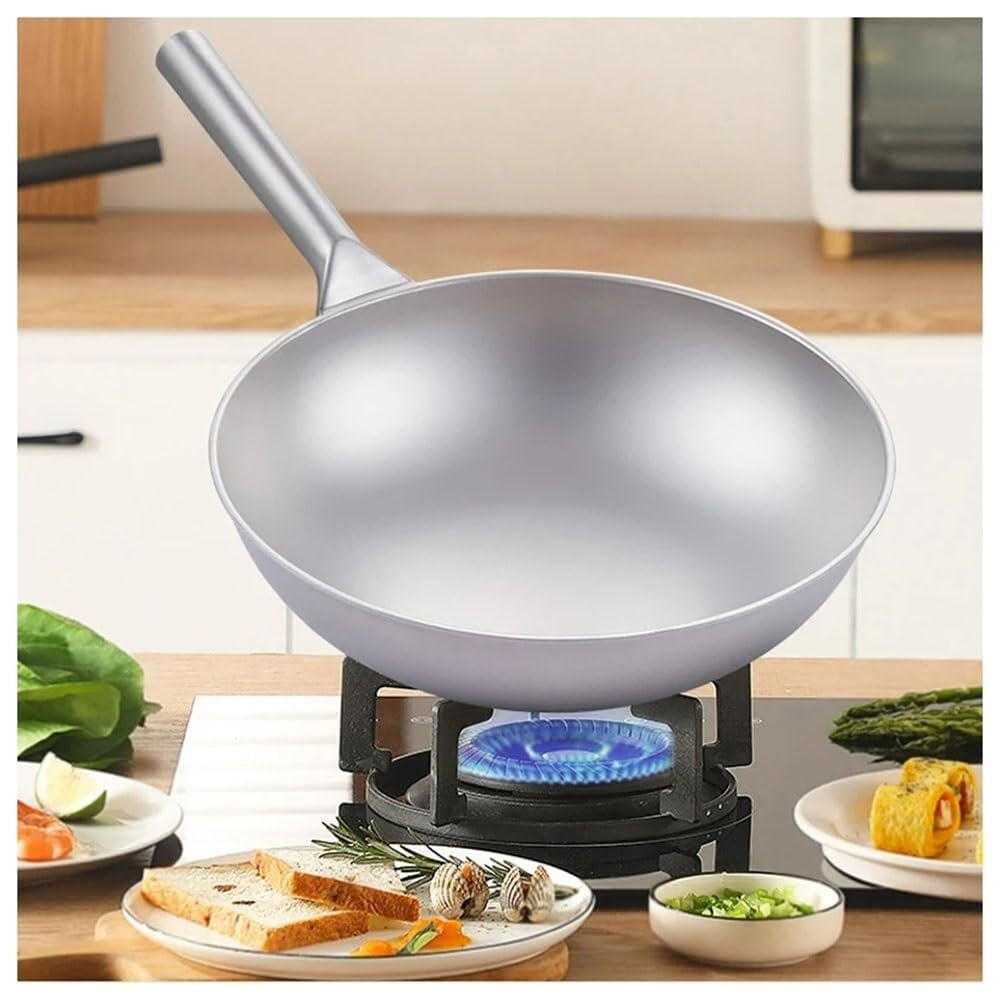 Amazon | 純チタン中華鍋、コーティングなしのノンスティック